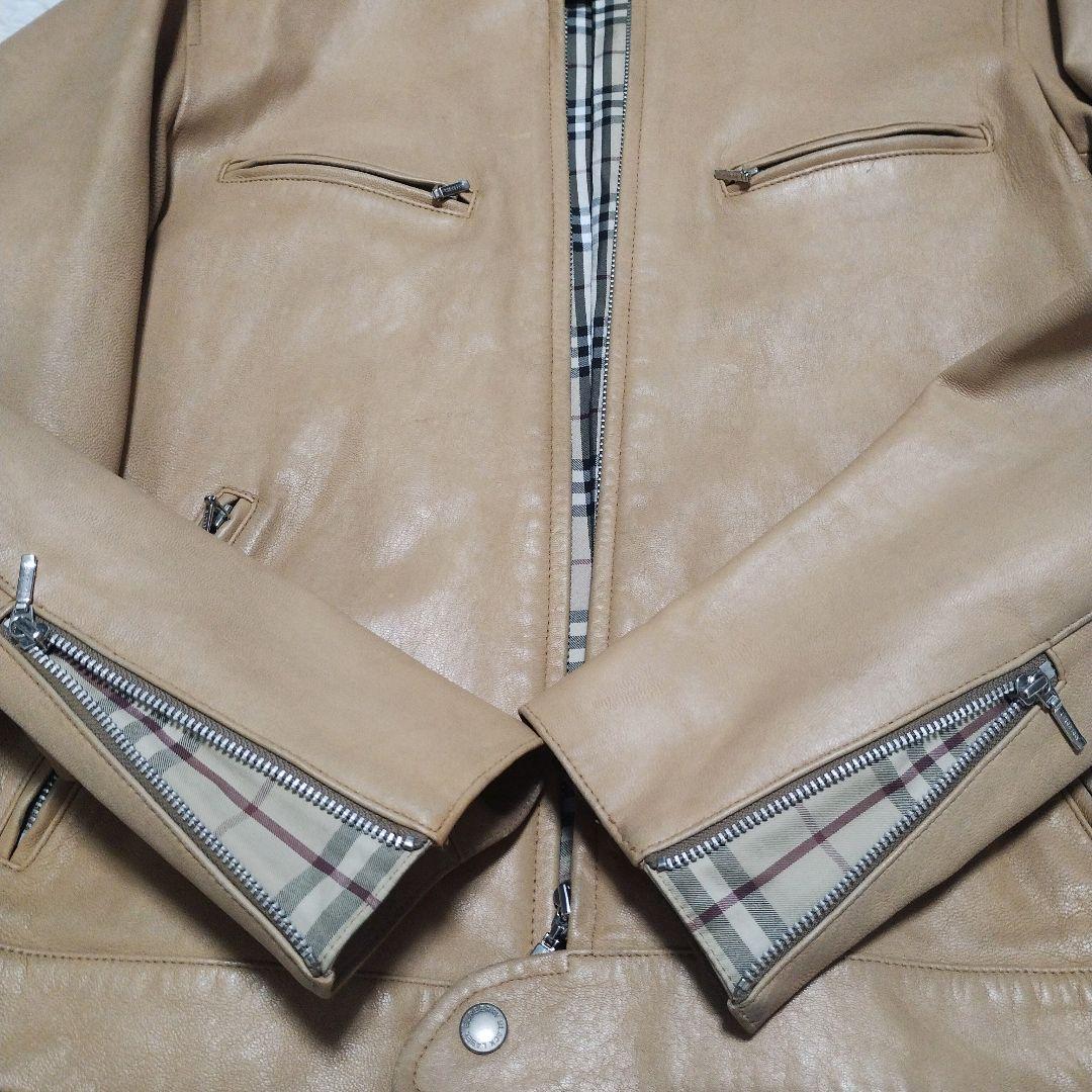 バーバリーブラックレーベル レザージャケット ラムレザーノバチェック