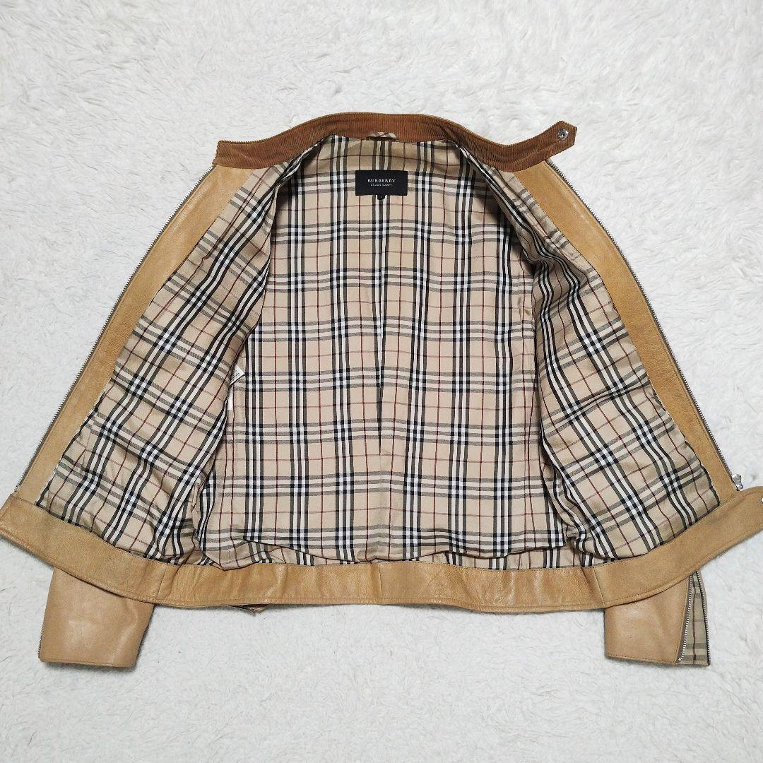 バーバリーブラックレーベル レザージャケット ラムレザーノバチェック