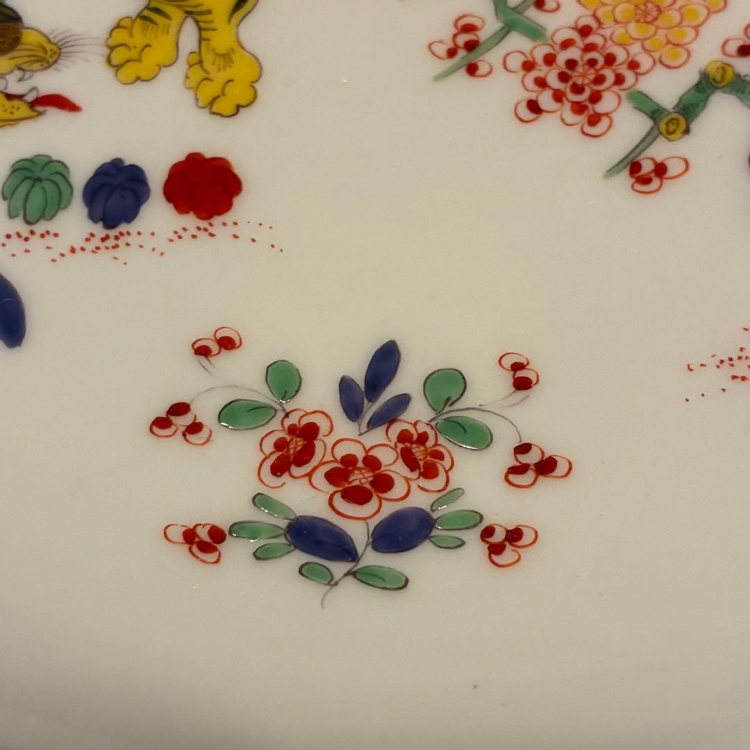 【Meissen】シノワズリ 柿右衛門様式 竹虎 黄獅子 22cm丸皿プレート