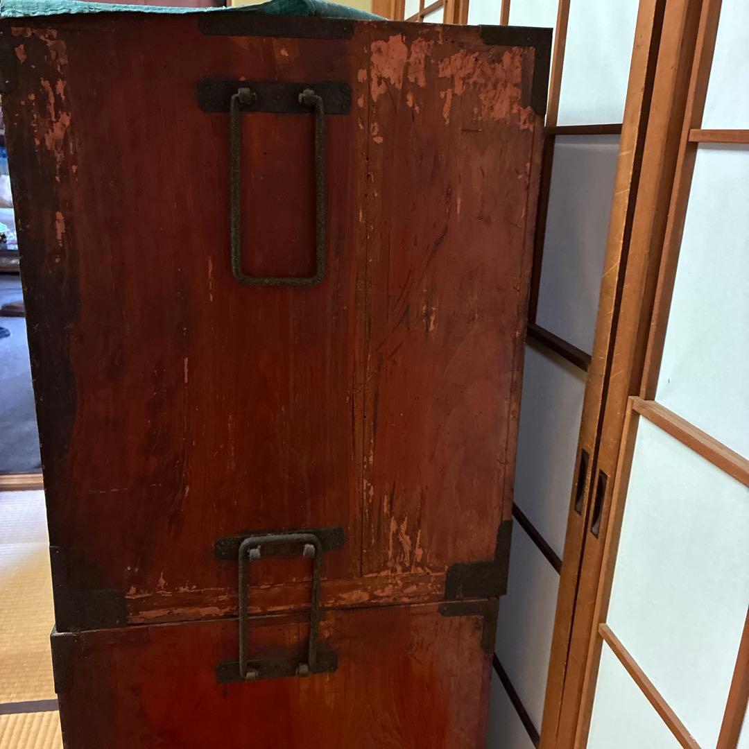 赤色木製箪笥 4引き出し