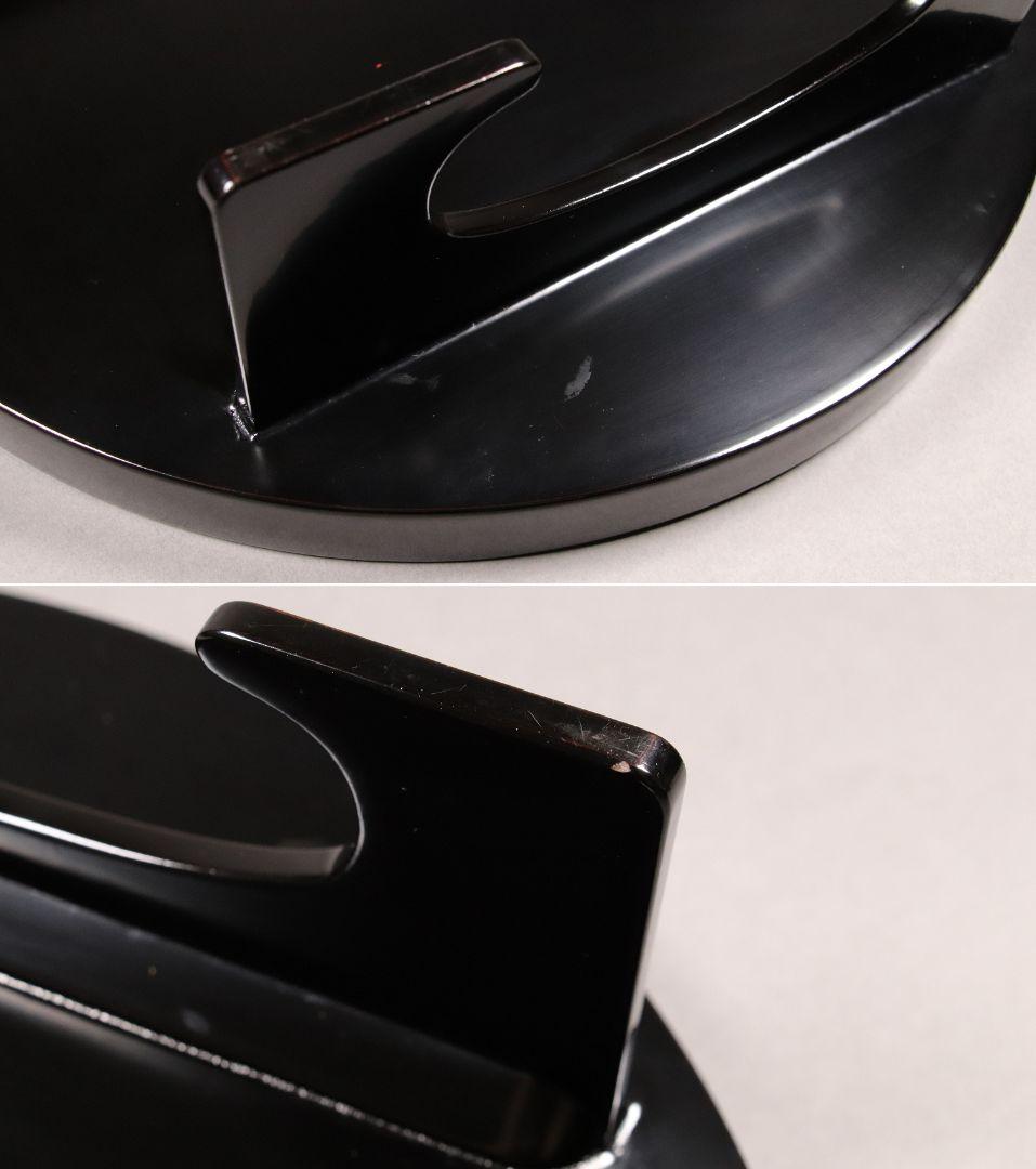 M851/ 木製漆器 草花絵変蒔絵 足付円形膳 五客 根来 黒塗 / 丸輪島加賀