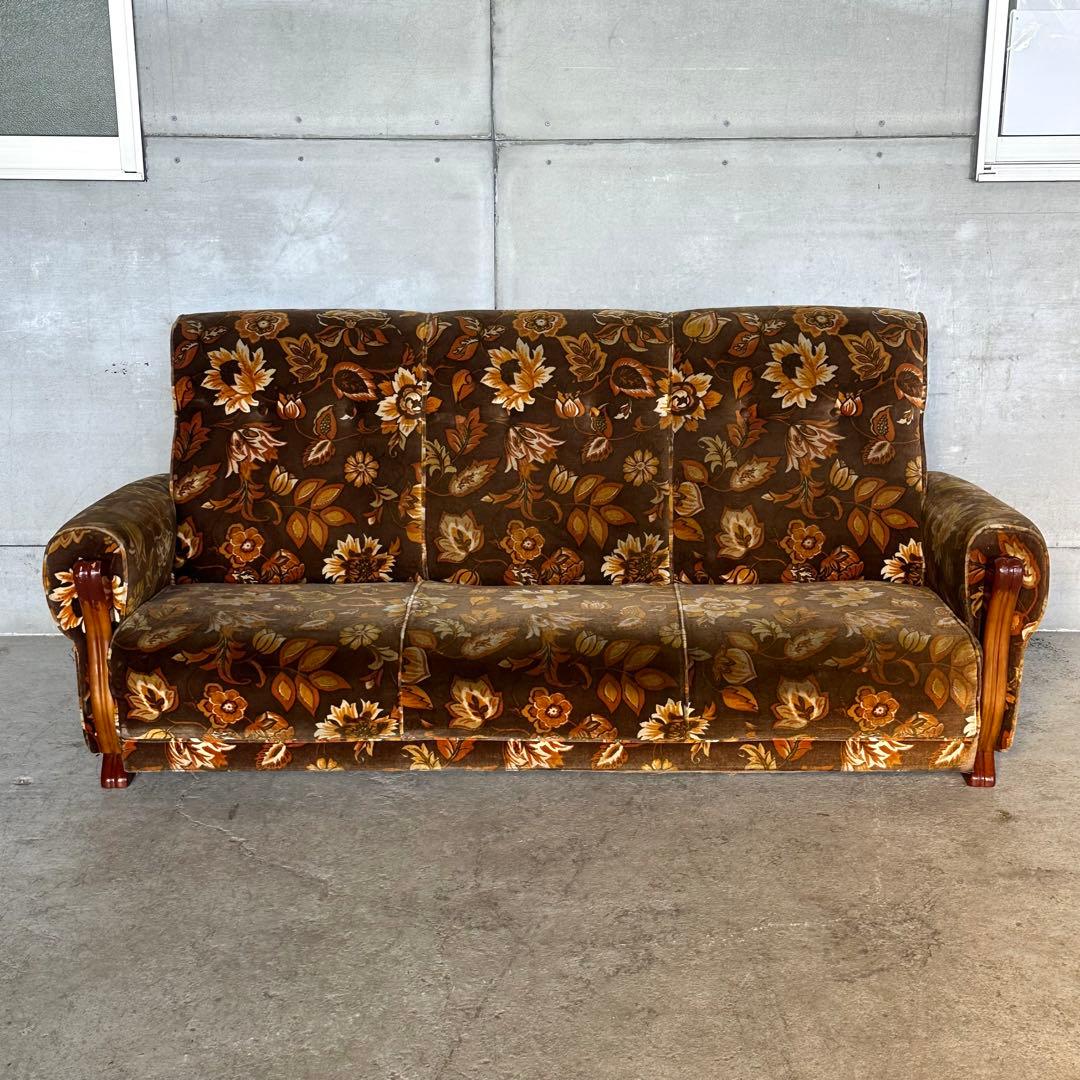 ꧁✿✿✿꧂金華山 ヴィンテージ 70s ミッドセンチュリー 3人掛けソファー