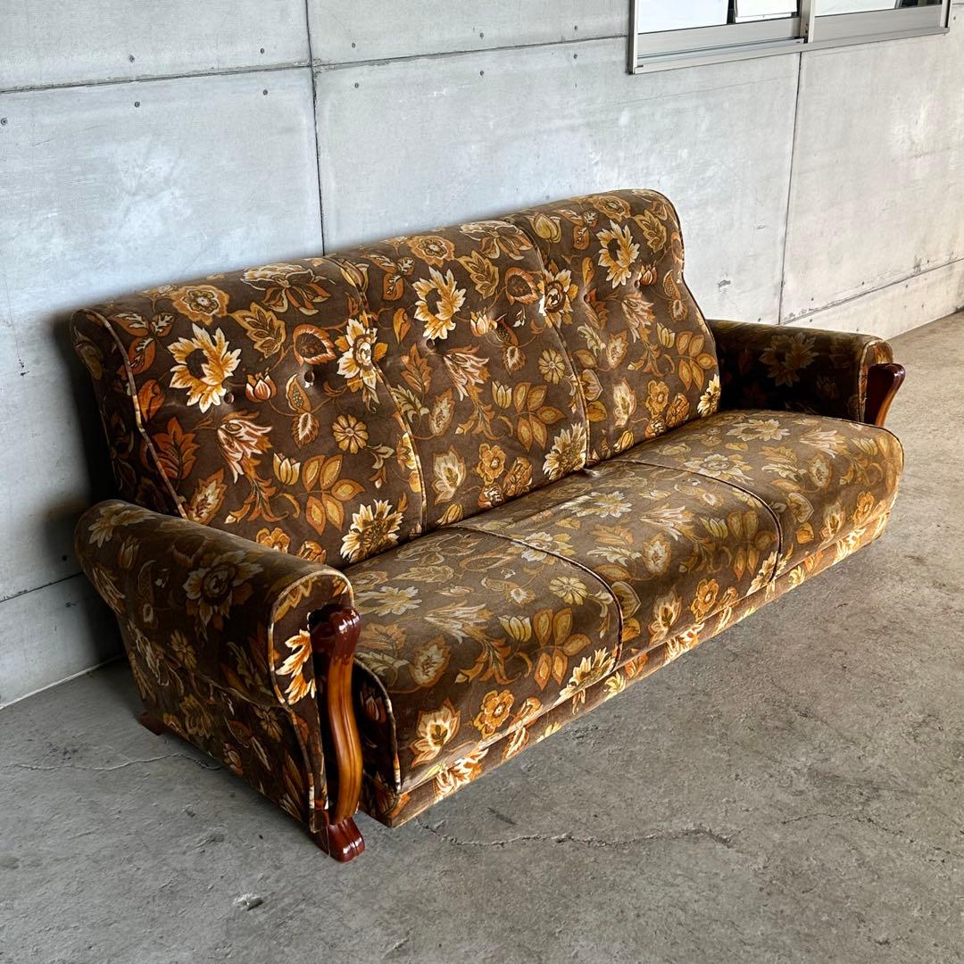 ꧁✿✿✿꧂金華山 ヴィンテージ 70s ミッドセンチュリー 3人掛けソファー