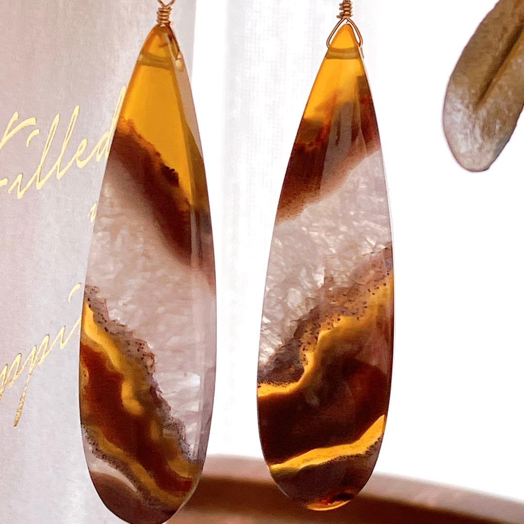 tama◆希少✧ティモールアゲートピアス✧14kgf