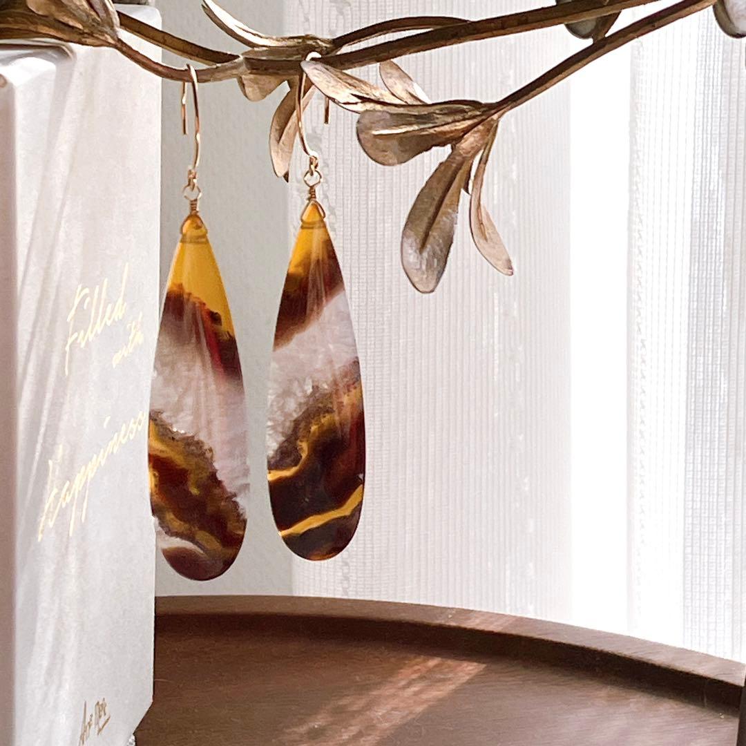 tama◆希少✧ティモールアゲートピアス✧14kgf