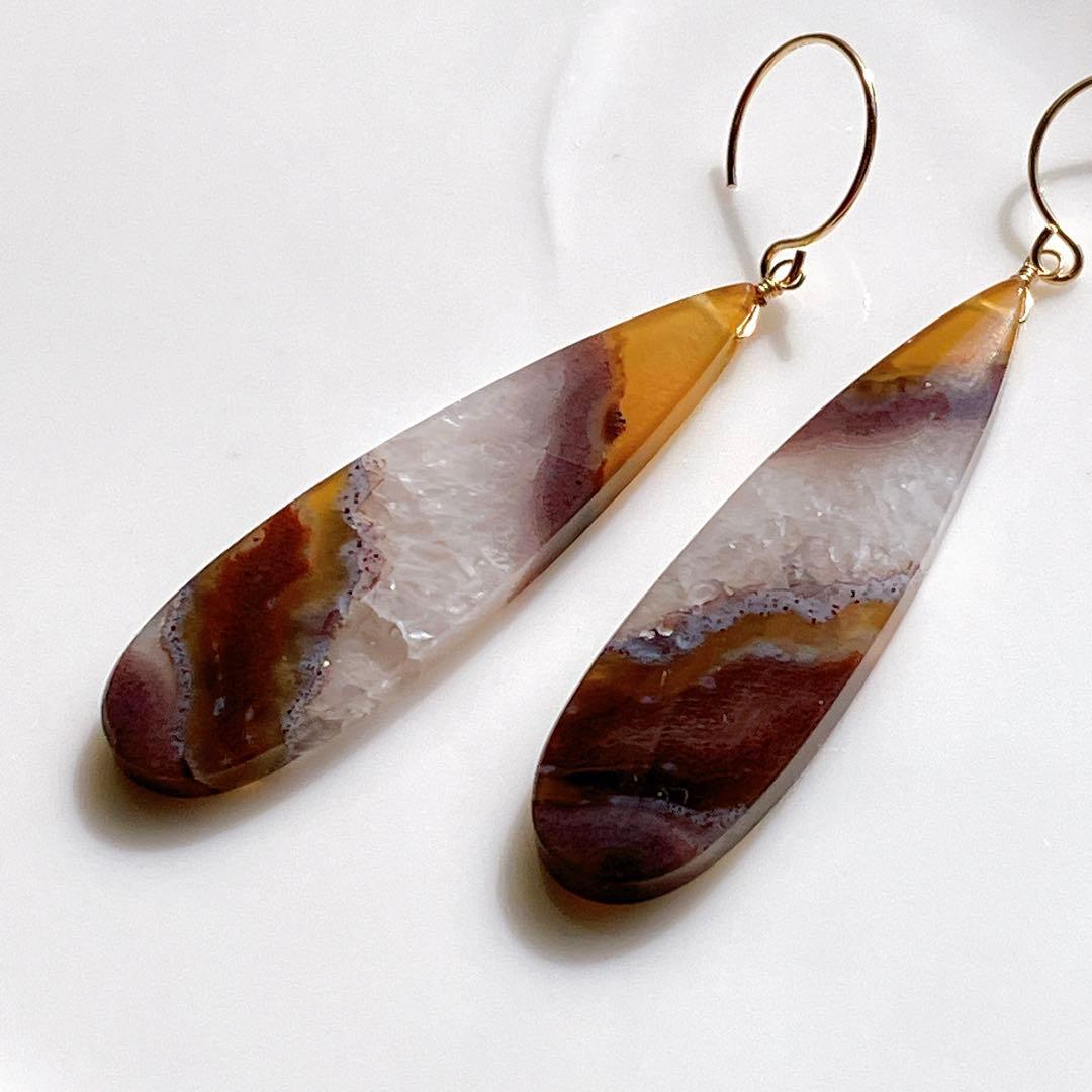 tama◆希少✧ティモールアゲートピアス✧14kgf