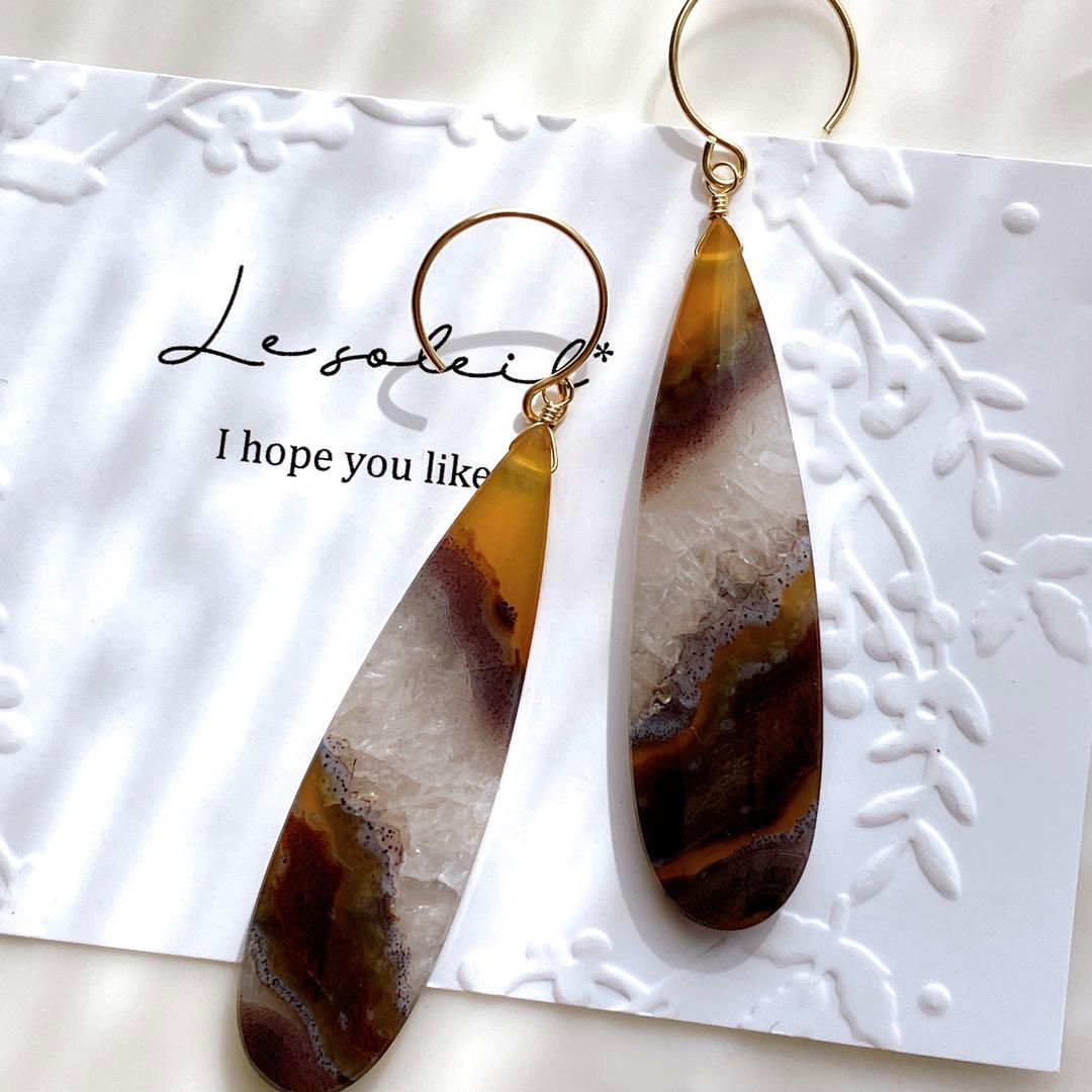 tama◆希少✧ティモールアゲートピアス✧14kgf