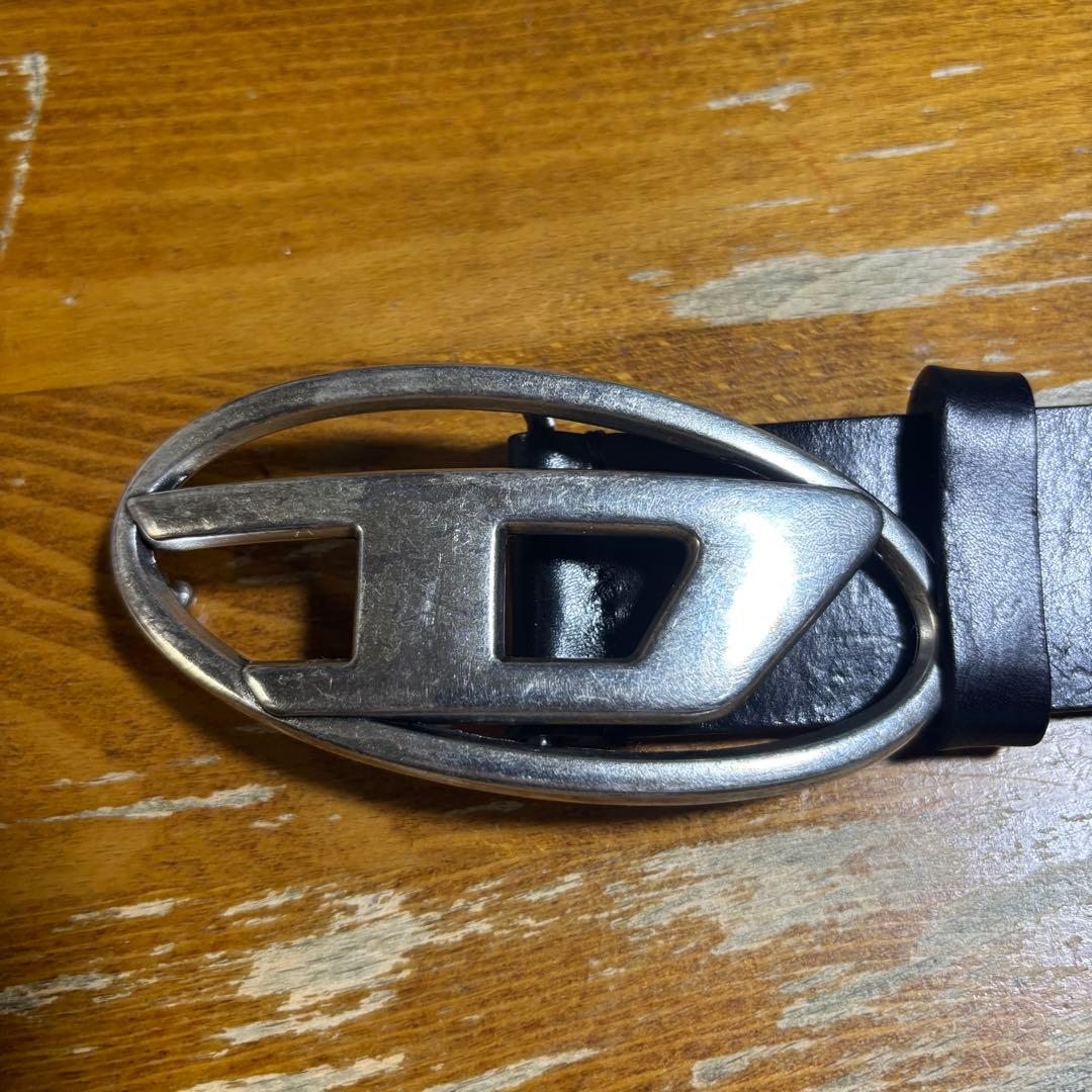 DIESEL b-1dr ブラックベルト バックル Dロゴ 75/30