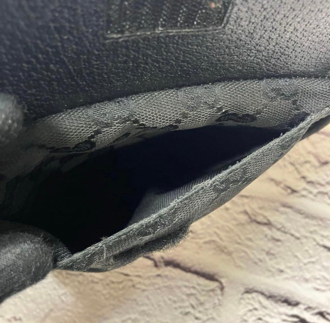 グッチ GG柄 キャンバス レザー 黒 ウエストポーチ ボディバッグ