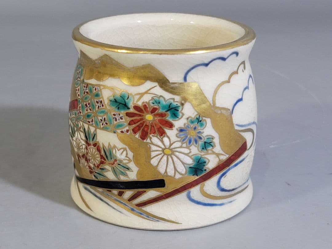 DT530 茶道具 色絵 扇流紋 皆具 共箱