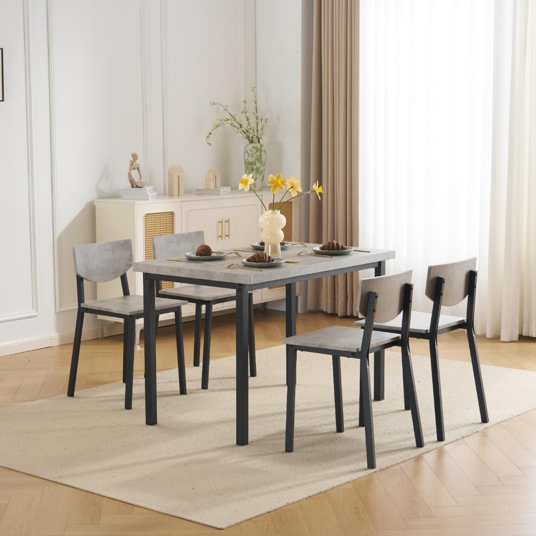 4人掛け テーブル＆チェア4脚 おしゃれ北欧風 長方形 幅110cm　GRAY