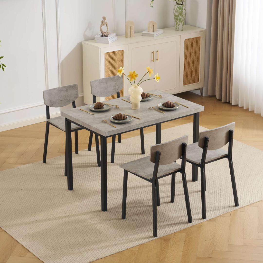4人掛け テーブル＆チェア4脚 おしゃれ北欧風 長方形 幅110cm　GRAY