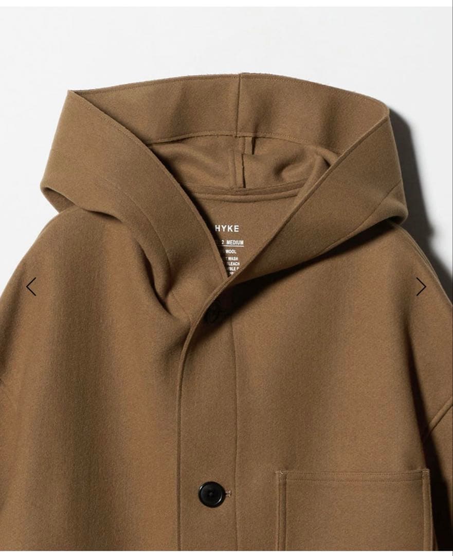 HYKE フード付きブラウンロングコート