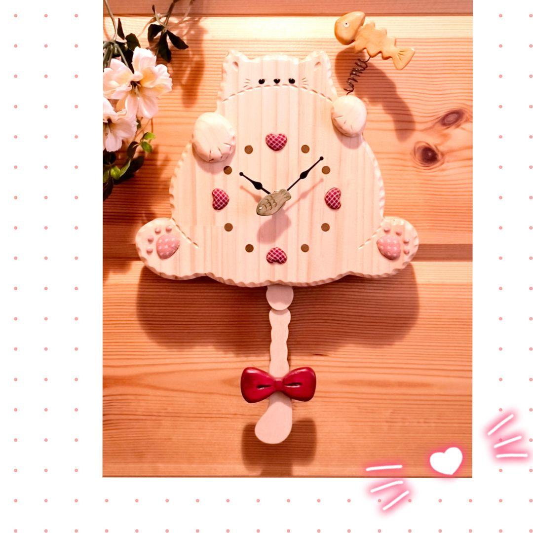 ⭐️アメリカンカントリー雑貨❤️ぷっくり肉球猫(=^・^=)ちゃんの振り子時計