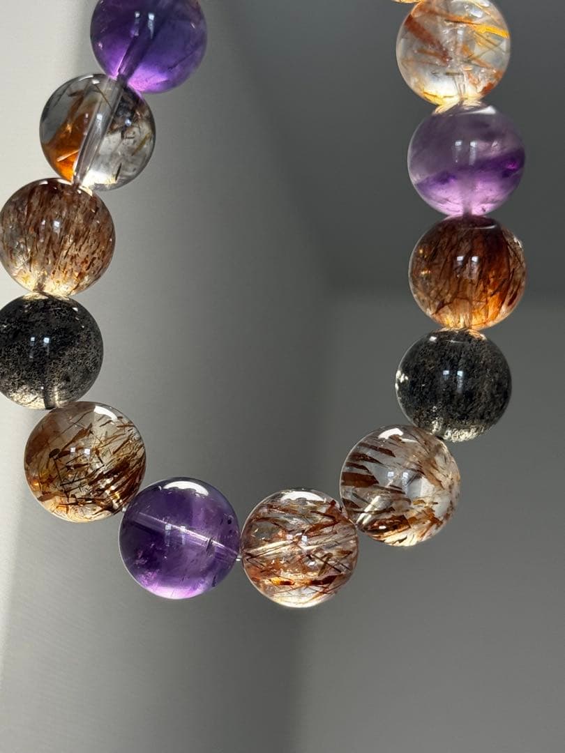 天然スーパーセブンブレスレット　14mm 天然石 パワーストーン