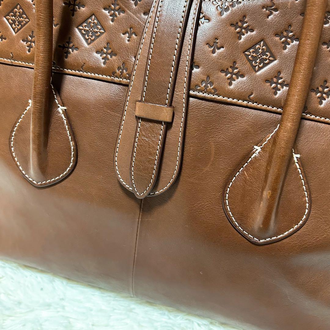 【美品】希少！袋付き ラシット 型押し アナグラム レザー A4トートバッグ