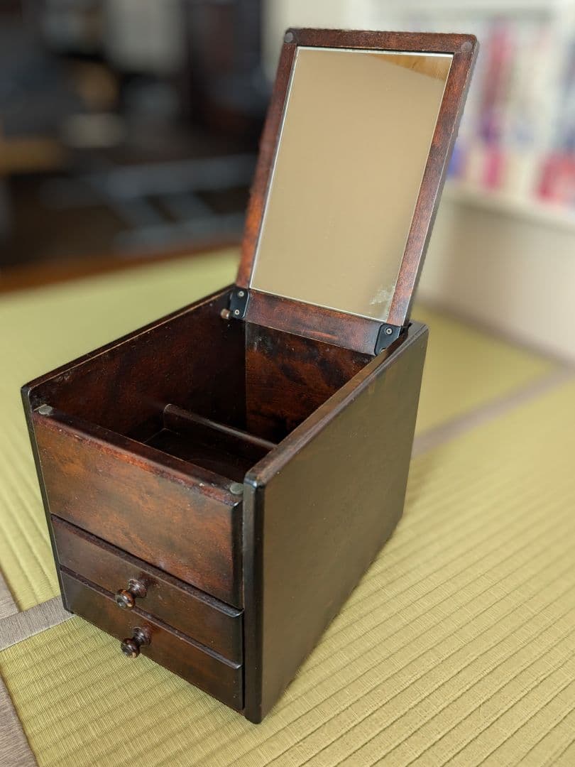 北海道民芸家具 ホクミン 小物入れ ミラー付き 鏡付き 化粧道具入れ 化粧品入れ