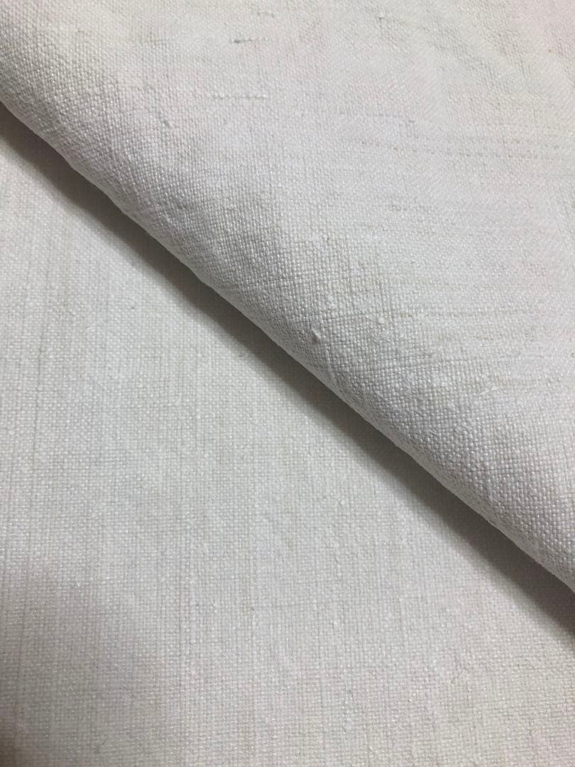 アンティーク　フランス　リュスティックなシャンブル麻大判テーブルクロス　839g