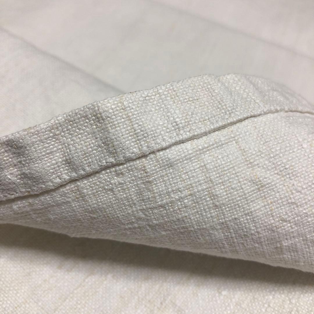 アンティーク　フランス　リュスティックなシャンブル麻大判テーブルクロス　839g