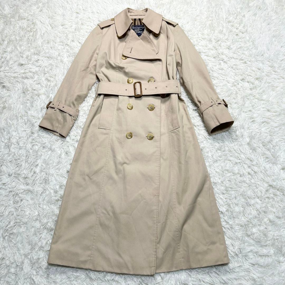 【美品】バーバリー トレンチコート メガチェック ベルト付き ベージュ 150