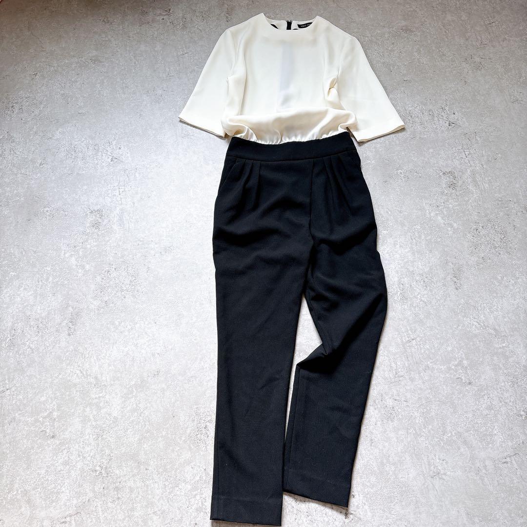 美品✨YOKOCHAN オールインワン　サロペット　ジャンプスーツ　半袖　白　黒