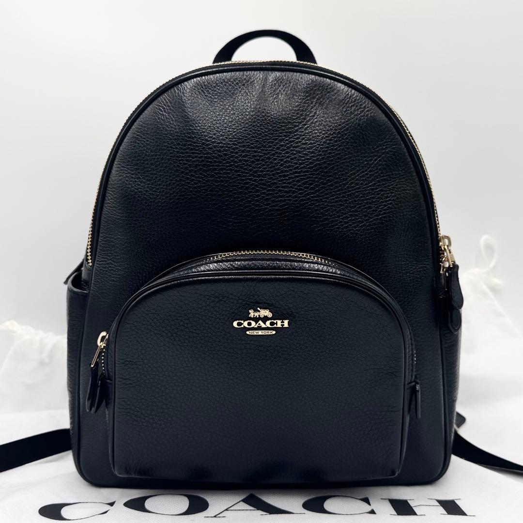 美品✨ コーチ リュック ビジネスA4 ペブルレザー 2室 大容量 ブラック