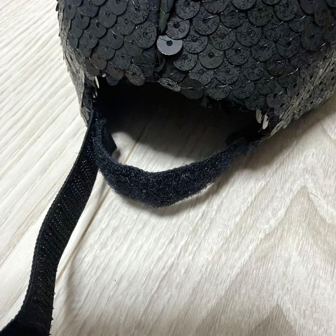 CHANEL スパンコールキャップ 黒