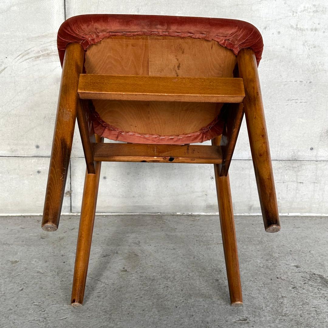 レトロ喫茶店風チェア ベロア座面 ウッドフレーム カフェスタイル インテリア椅子