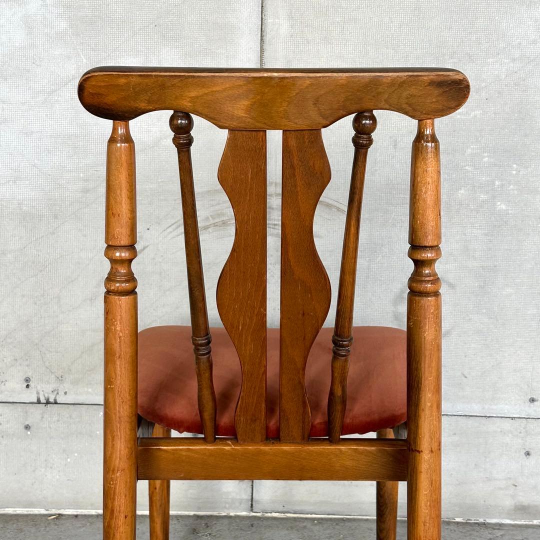 レトロ喫茶店風チェア ベロア座面 ウッドフレーム カフェスタイル インテリア椅子