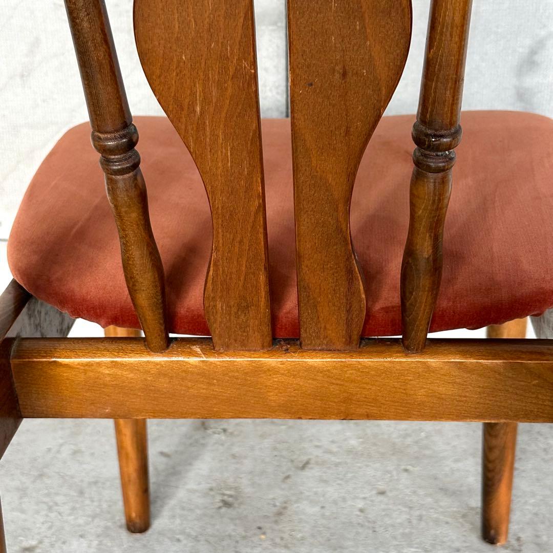 レトロ喫茶店風チェア ベロア座面 ウッドフレーム カフェスタイル インテリア椅子