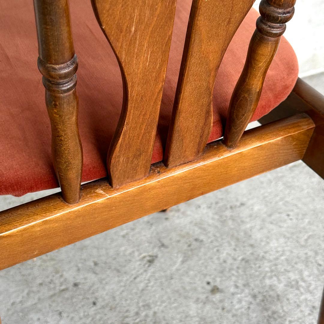 レトロ喫茶店風チェア ベロア座面 ウッドフレーム カフェスタイル インテリア椅子