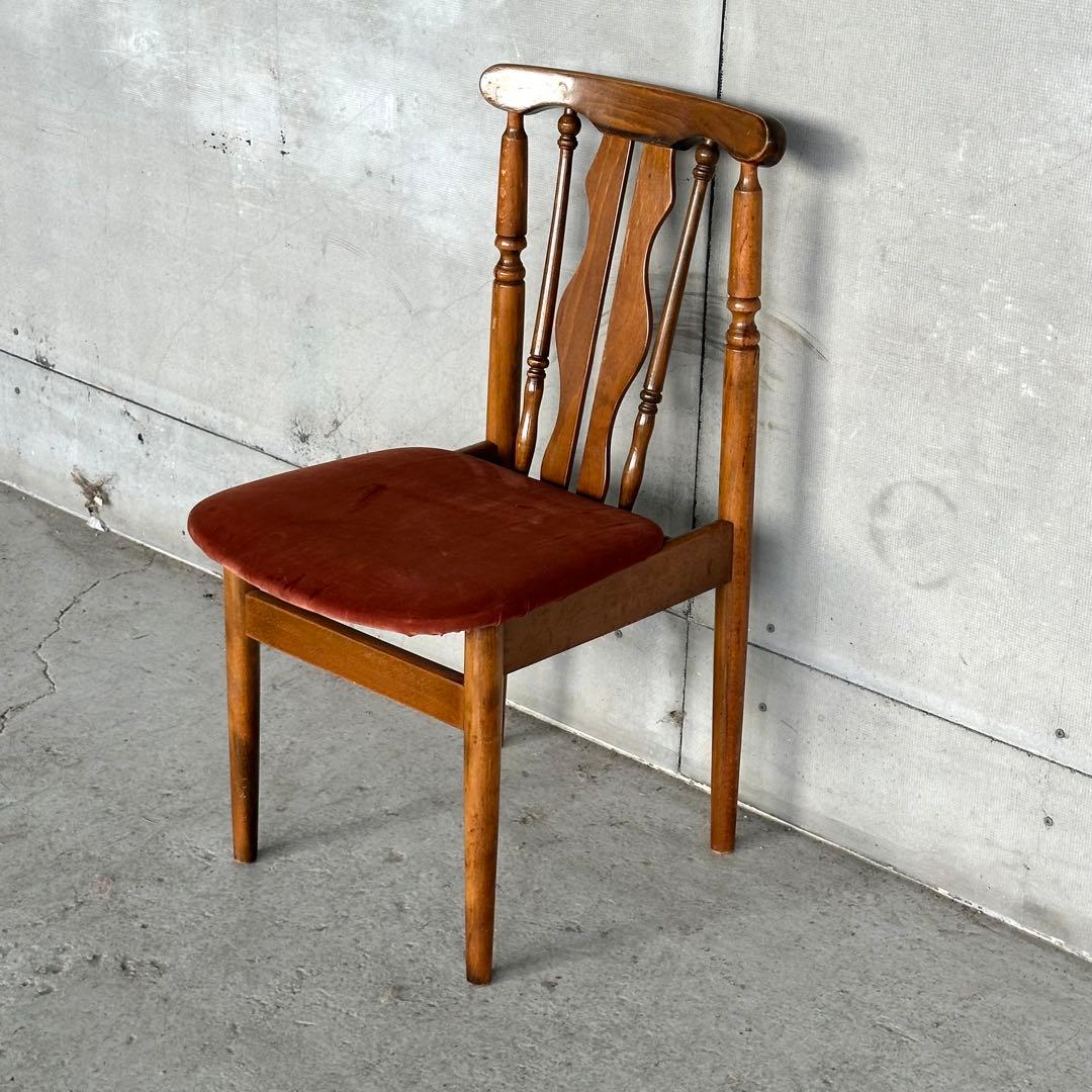 レトロ喫茶店風チェア ベロア座面 ウッドフレーム カフェスタイル インテリア椅子