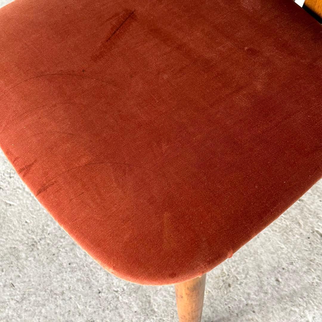 レトロ喫茶店風チェア ベロア座面 ウッドフレーム カフェスタイル インテリア椅子