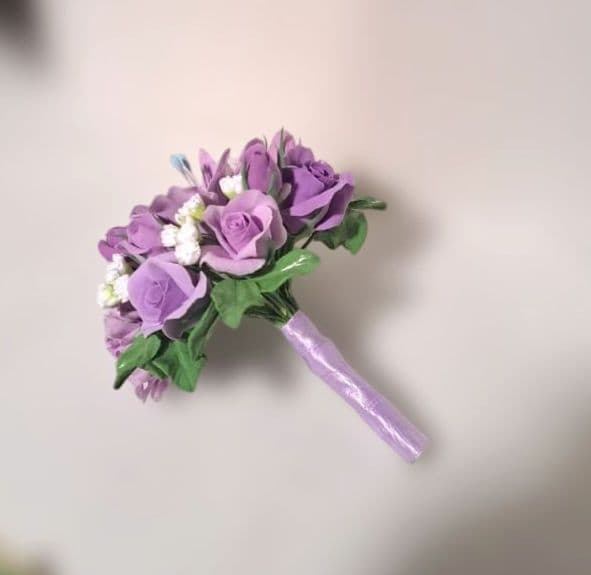 保護猫ファミリー クレイフラワー ブーケ型アレンジメント5点