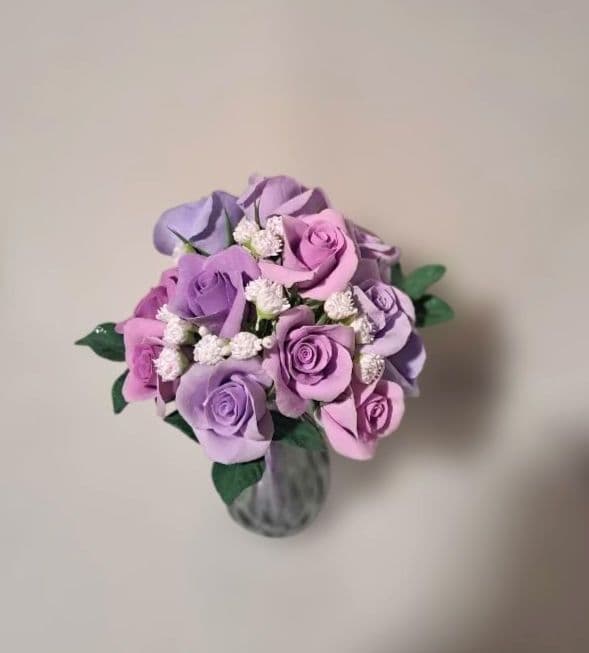 保護猫ファミリー クレイフラワー ブーケ型アレンジメント5点