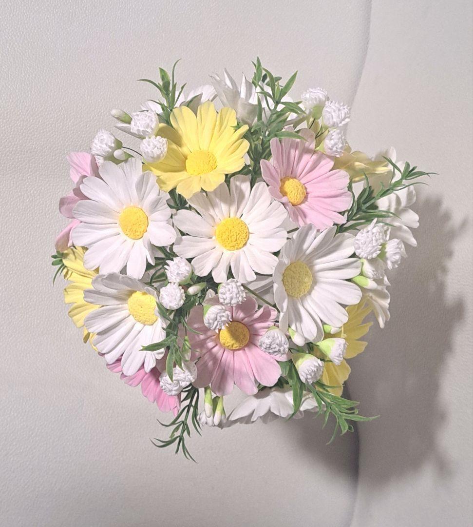 保護猫ファミリー クレイフラワー ブーケ型アレンジメント5点