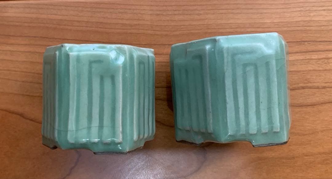 希少　六代　館林源右衛門　作　有田焼　青磁源氏香之図聞香炉　1対