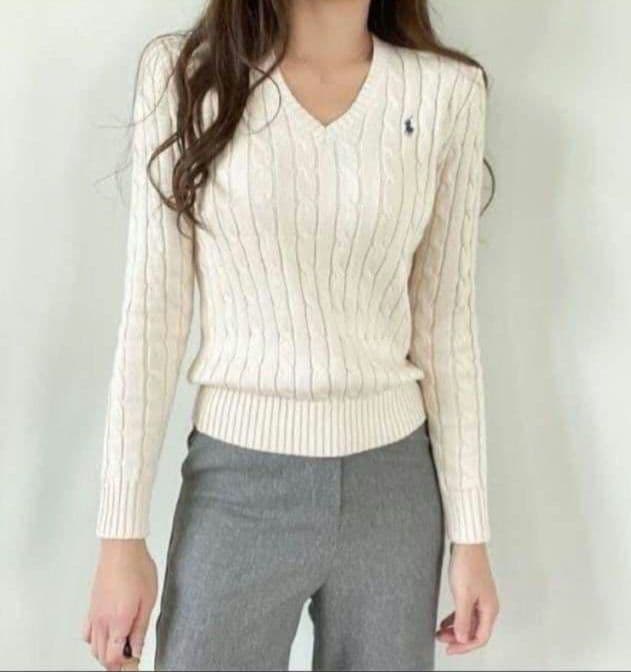 【美品】ラルフローレン大人気Vネックケーブルニットセーター現行品