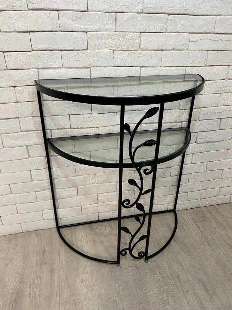 【東京都内23区配送無料】定価6万円　ガラス　コンソール　植物　玄関　棚　飾り