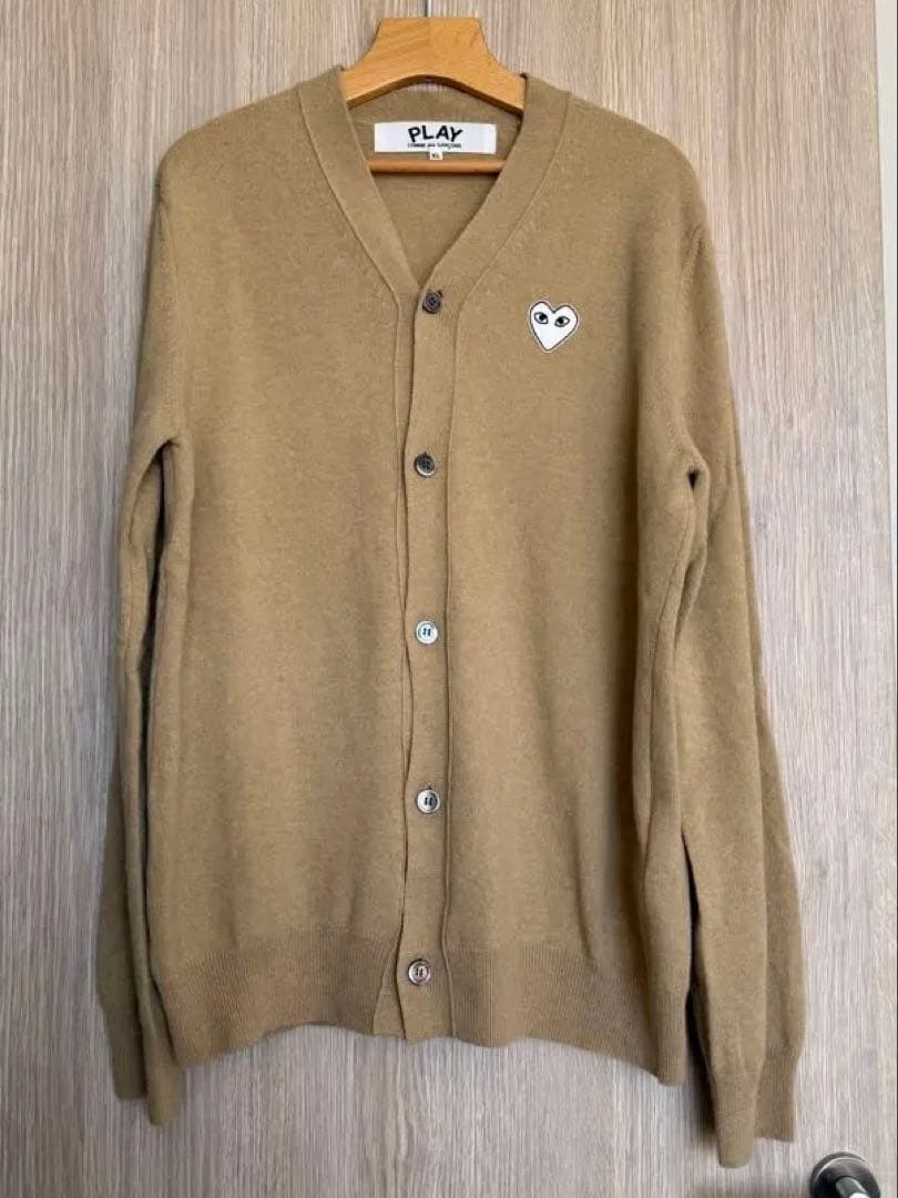 John　プレイ コムデギャルソン ベージュカーディガン XL