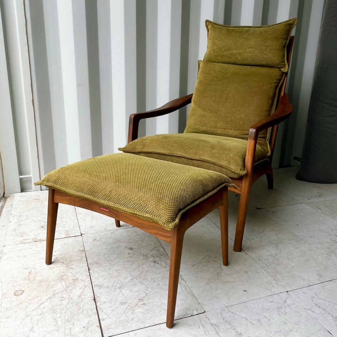 取付無料！飛騨の家具 シラカワ 凛 北欧風グリーンパーソナルチェア・オットマン✨