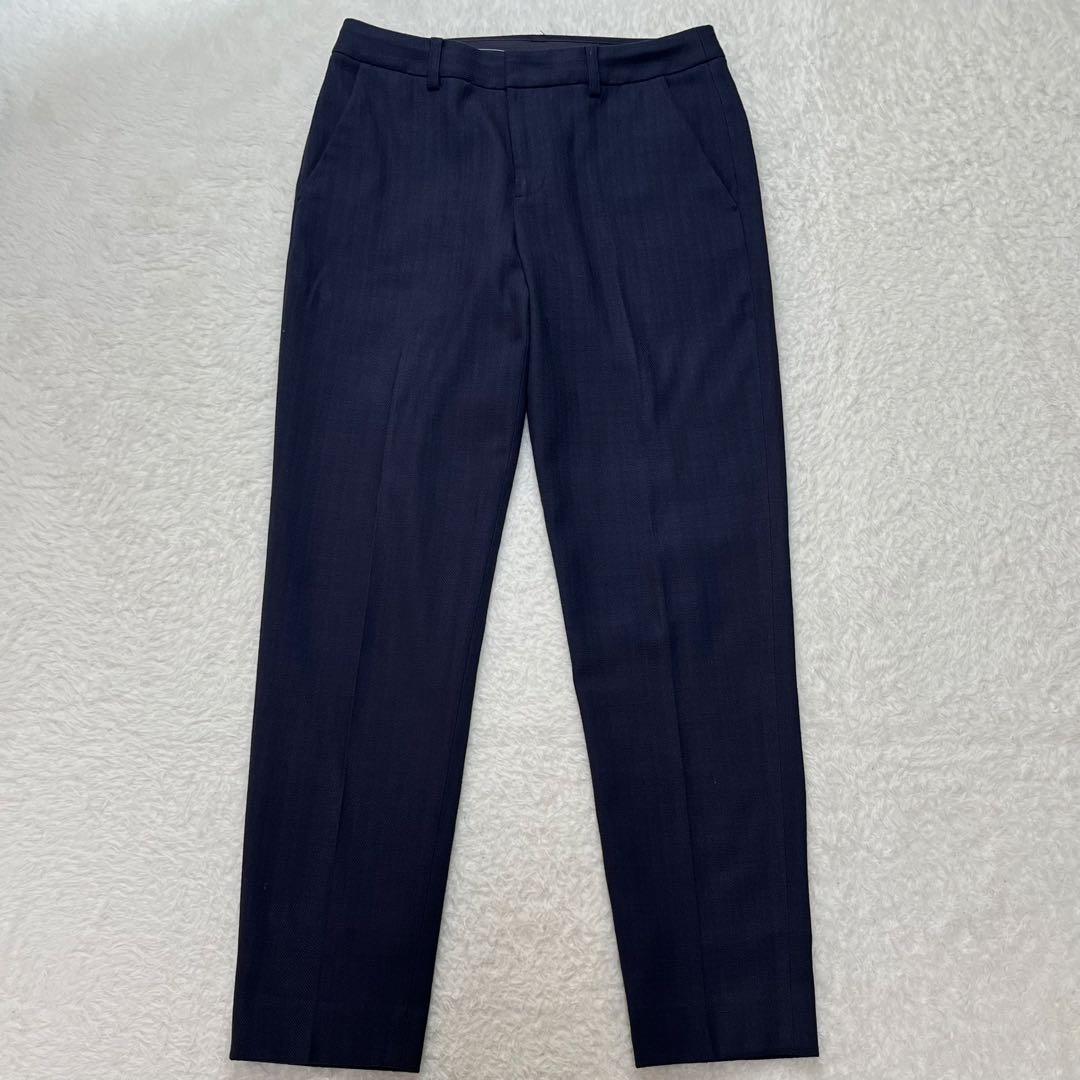 グリーンレーベルリラクシング　セットアップ　ノーカラー　パンツ　スーツ　ネイビー