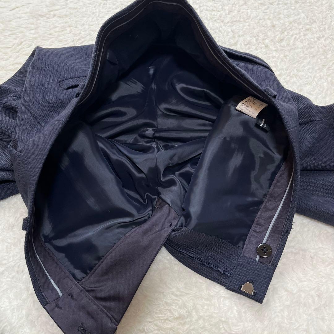 グリーンレーベルリラクシング　セットアップ　ノーカラー　パンツ　スーツ　ネイビー