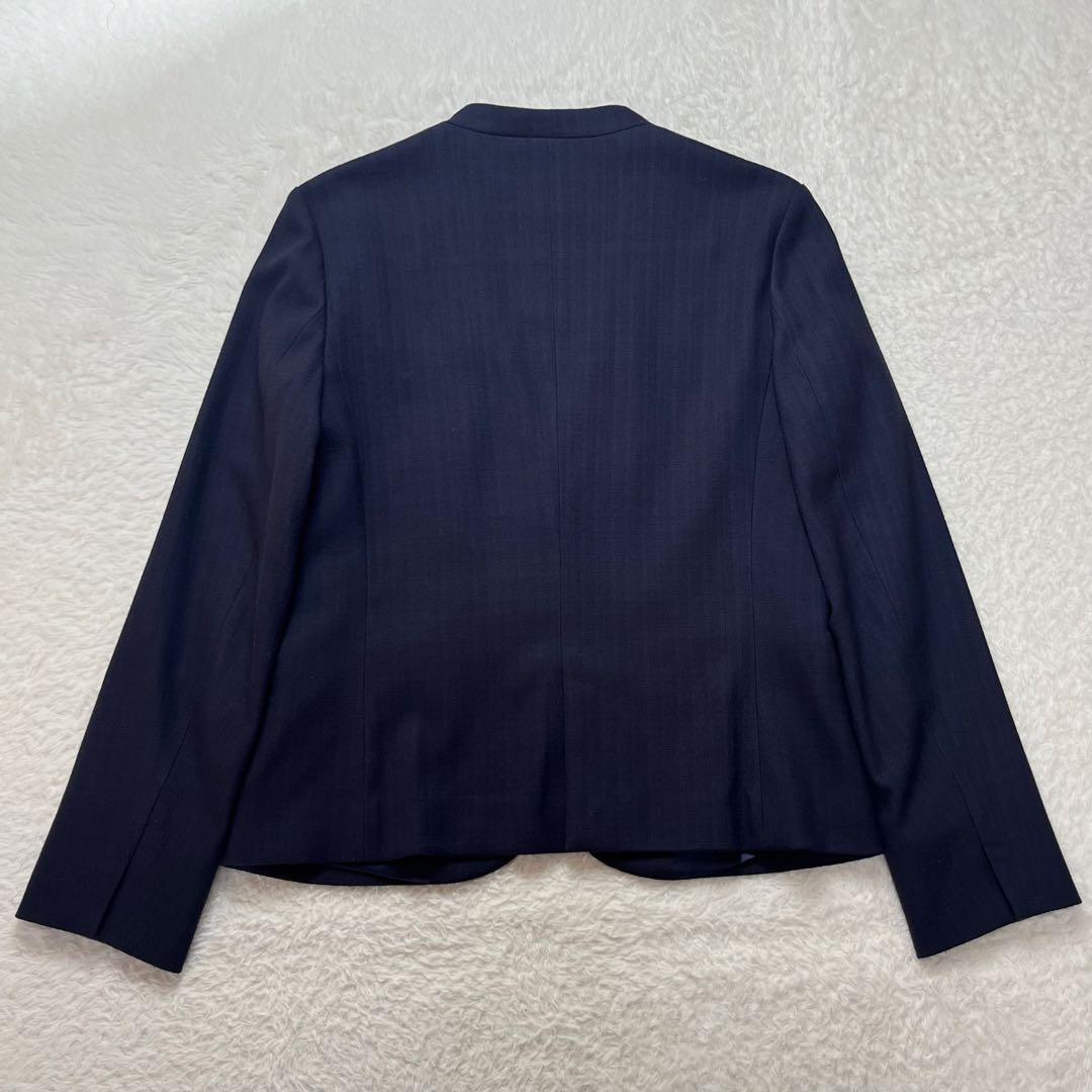 グリーンレーベルリラクシング　セットアップ　ノーカラー　パンツ　スーツ　ネイビー