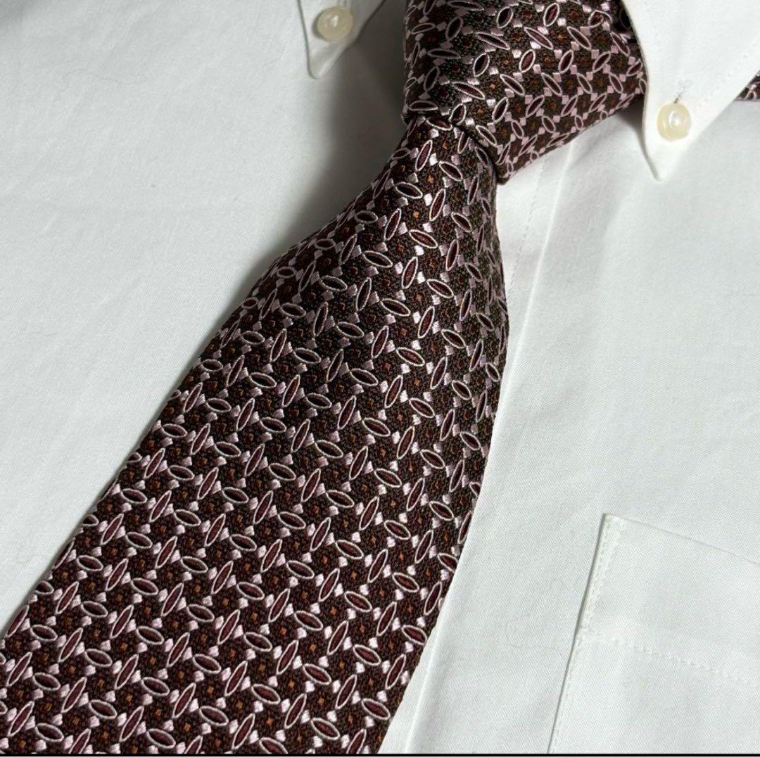 Ermenegildo Zegna ネクタイ ブラウン ピンク ドット レッド