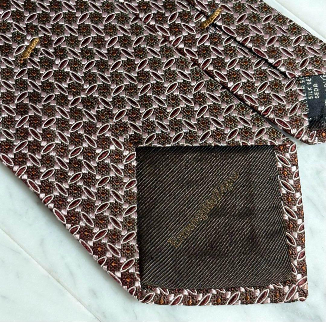 Ermenegildo Zegna ネクタイ ブラウン ピンク ドット レッド