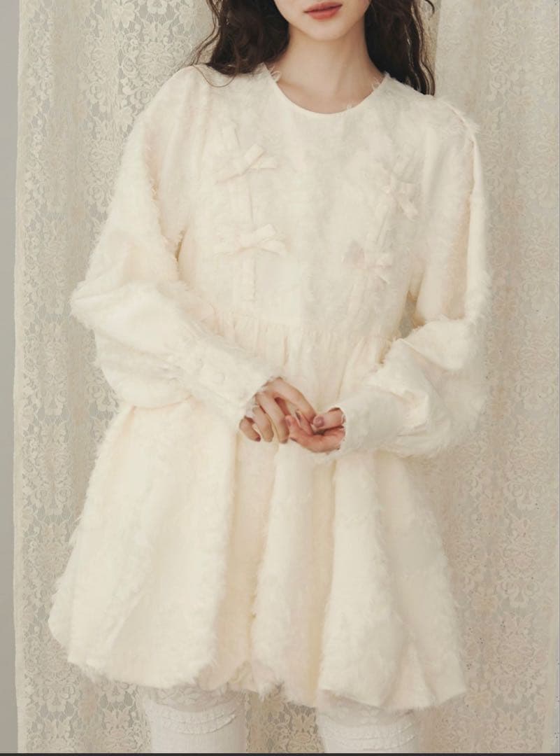 merry jenny バルーンリボンミニワンピース アイボリー