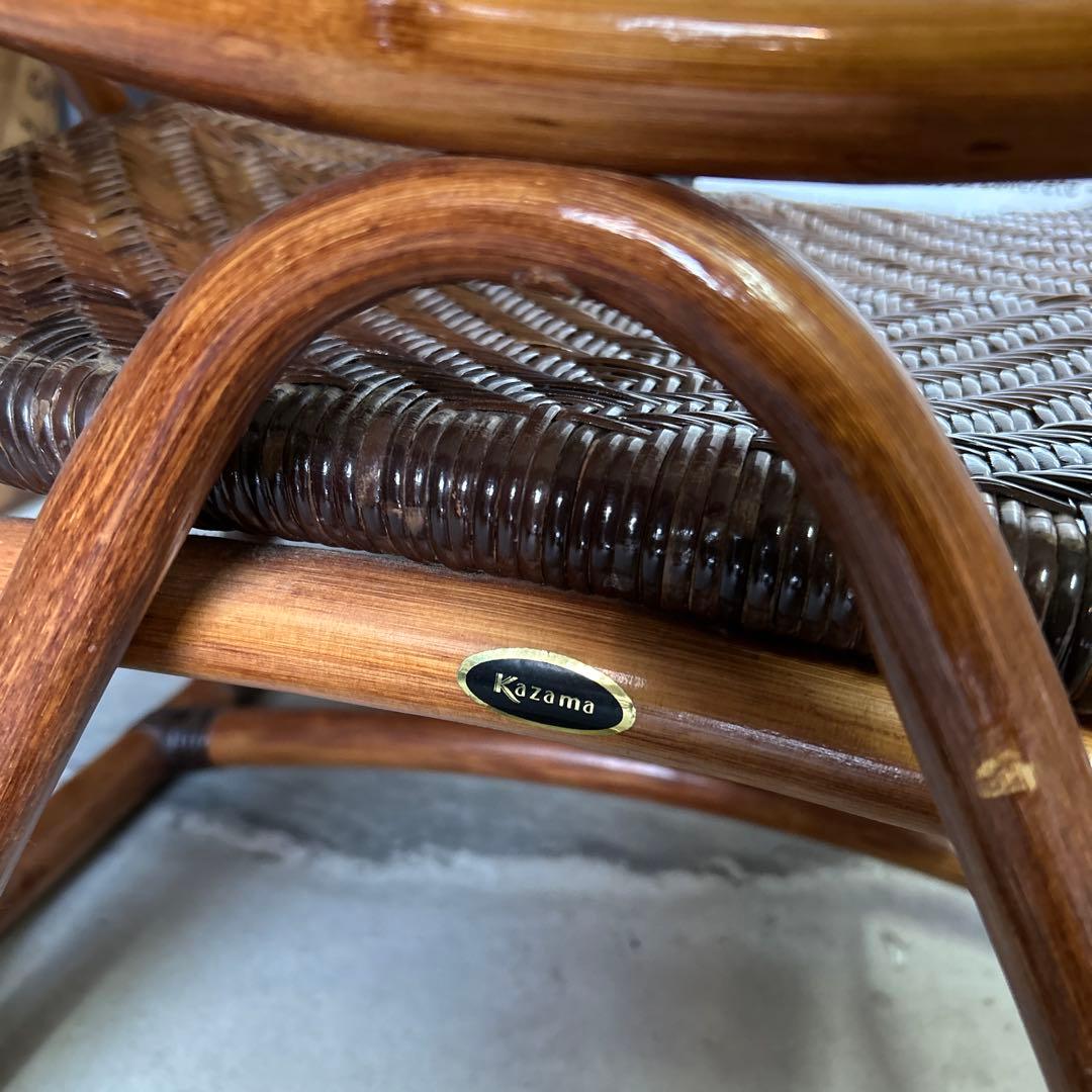 【希少】カザマ Kazama ヴィンテージ ラタン アームレスト付チェア