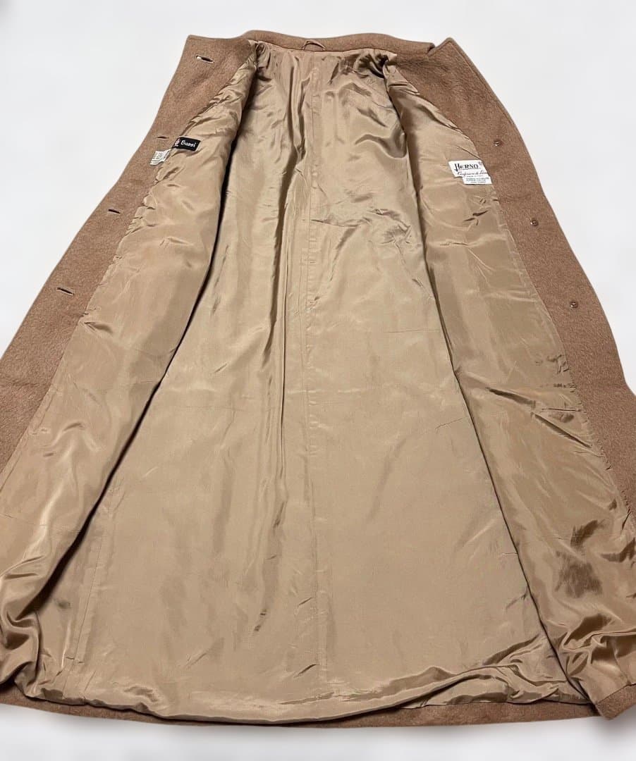 HERNO モヘヤ ウール シャギー ロングステンカラーコート イタリア製