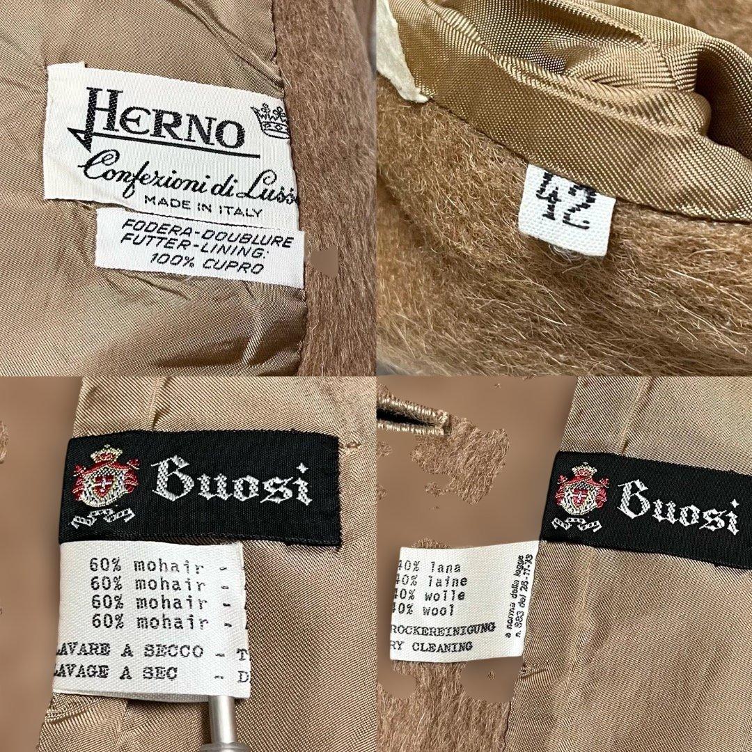 HERNO モヘヤ ウール シャギー ロングステンカラーコート イタリア製